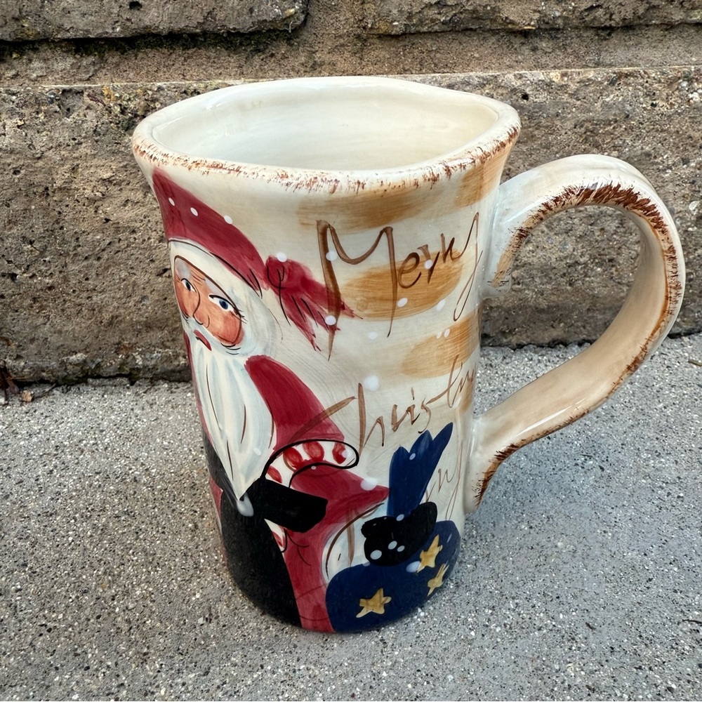 Tabletops Gallery Father Christmas Hand-Painted XL Ceramic Coffee Mug